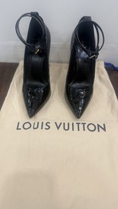 Louis Vuitton Black Patent Leather Ankle Strap Pumps Size 38.5