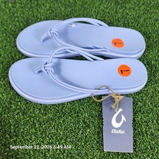 OluKai 'Aka Flip Flops Sandals Women  s 7 Cushioned Summer Beach Thong Blue New