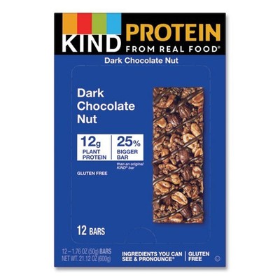 KIND Protein Bars, Double Dark Chocolate, 1.76 oz Individually Wrapped, 12/Pack