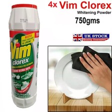4x Vim Clorex Classic Scourer Extra Whitening Powder Removes Stain 750g UK