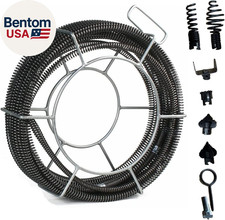 Drain Cleaning Cable 60 Feet X 5/8 Inch with 6 Cutters, Hollow Core Cable, Sewer