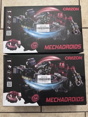 Lot of 2 Crazon Mechadroids RC Remote Control Fighting Robots - Blue & Red