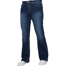 Kruze Mens Bootcut Jeans Stretch Denim Wide Leg Flared Trousers Pants UK Sizes