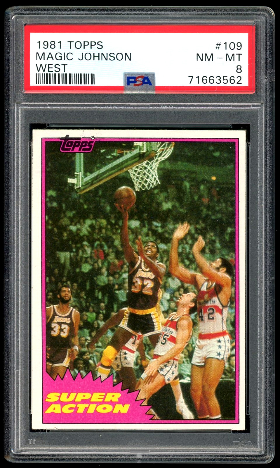 1981 TOPPS #109 MAGIC JOHNSON WEST PSA 8