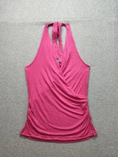 VENUS Halter Top Women Medium Pink Surplice Ruched Sides Rayon Spandex Stretch