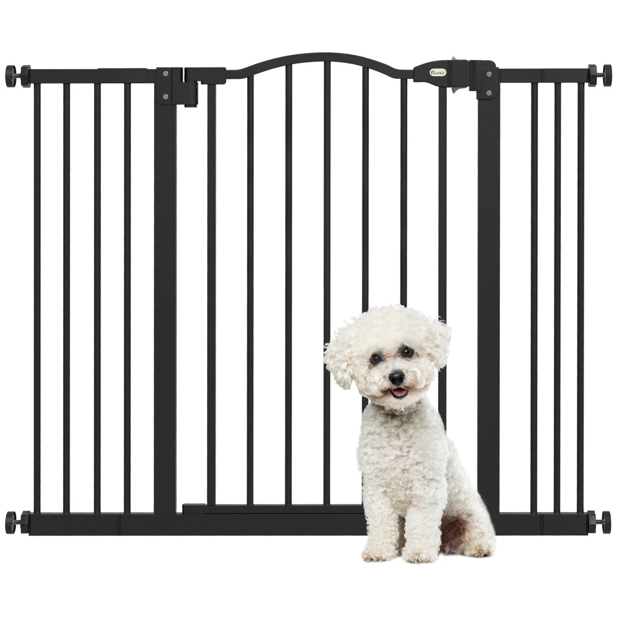 PawHut Metal Pet Gate - Adjustable 74-100cm Width - Black - Image 2