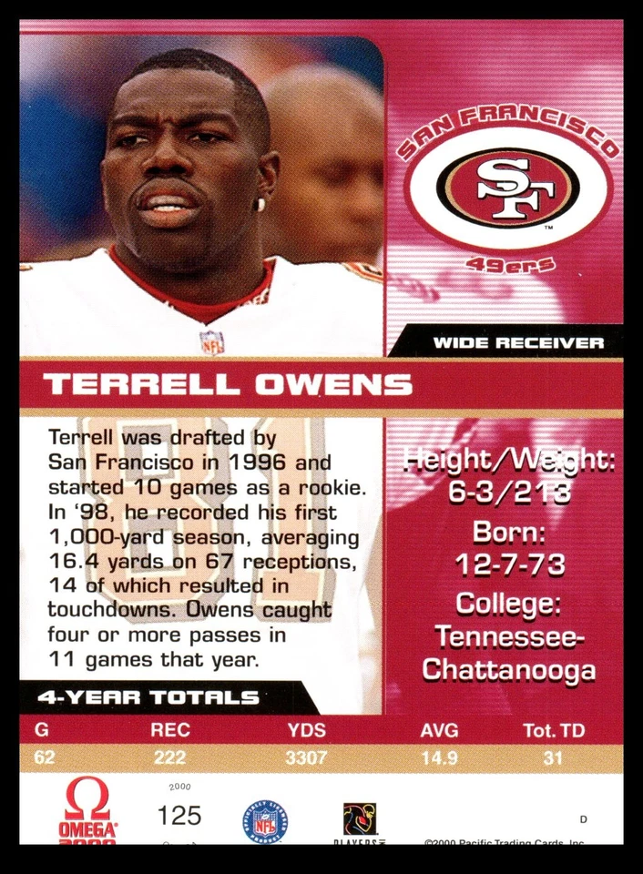 2000 Pacific Omega #125 Terrell Owens - Image 2 of 2