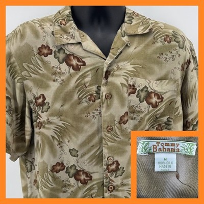 Vintage Tommy Bahama Mens Silk Tropical Floral Aloha Shirt Size Medium