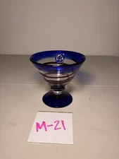 KOSTA BODA Royal Caribbean Margarita Martini Cocktail Art Glass Blue Red Swirl