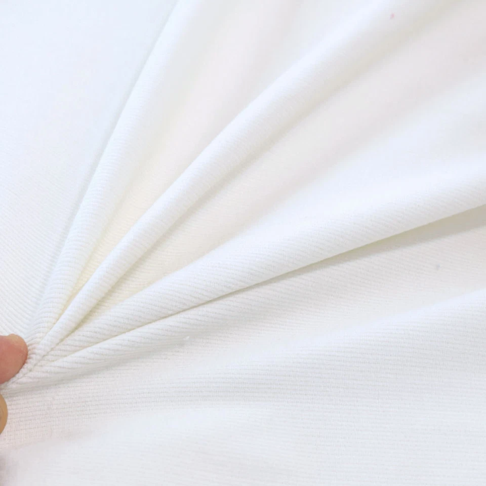 TOLKO STOFFE Weiß Elastisch Mikro CORD Baumwoll-Stoff weich fein Bekleidung Hose Jacke Rock