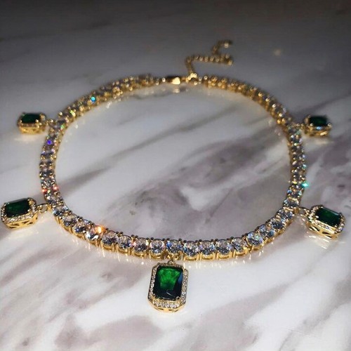 Collar de tenis enchapado en oro de 18 K de 5 mm hecho con piedra preciosa multicolor de cristal Swarovski - Imagen 5 de 23