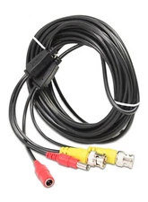 25 Feet Black Pre-Made Power Video CCTV BNC Cable for Security Camera System