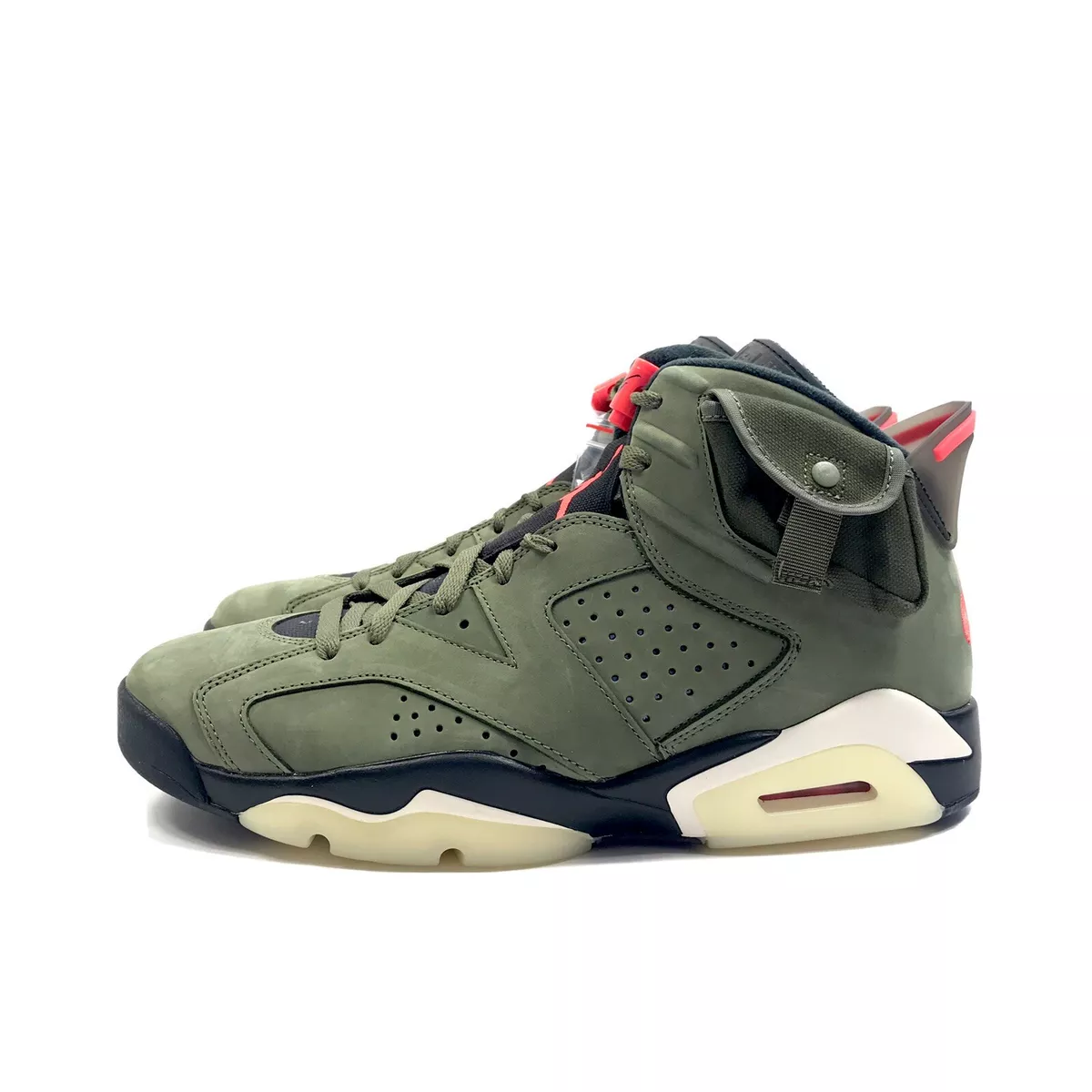 NIKE AIR JORDAN 6 RETRO TRAVIS SCOTT ARMY GREEN SNEAKERS SIZE: UK9