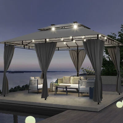 FLAMAKER LED Pavillon 3x3/4/6m Gartenpavillon Partyzelt Gartenzelt Festzelt Gazebo neu