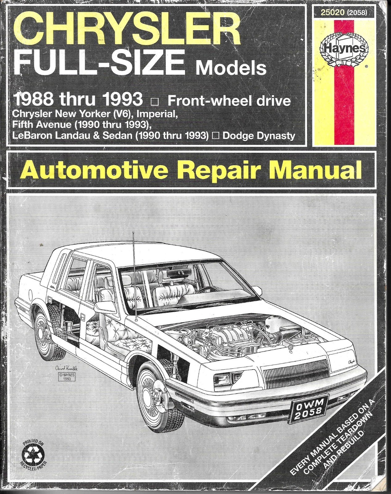 Haynes Repair Manual 25020 CHRYSLER Dodge 1988-1993 FWD LeBaron 5th Ave  Dynasty | eBay