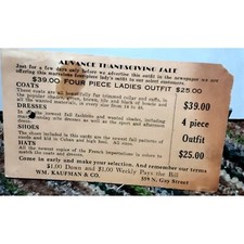 Vintage WM Kaufman Company Thanksgiving Sale 1931 Coats Dresses Hats Shoes ad