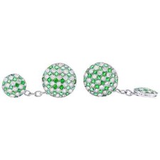 2.01CT Green Emerald With Vivid White Cubic Zirconia 925 Silver Fashion Cufflink