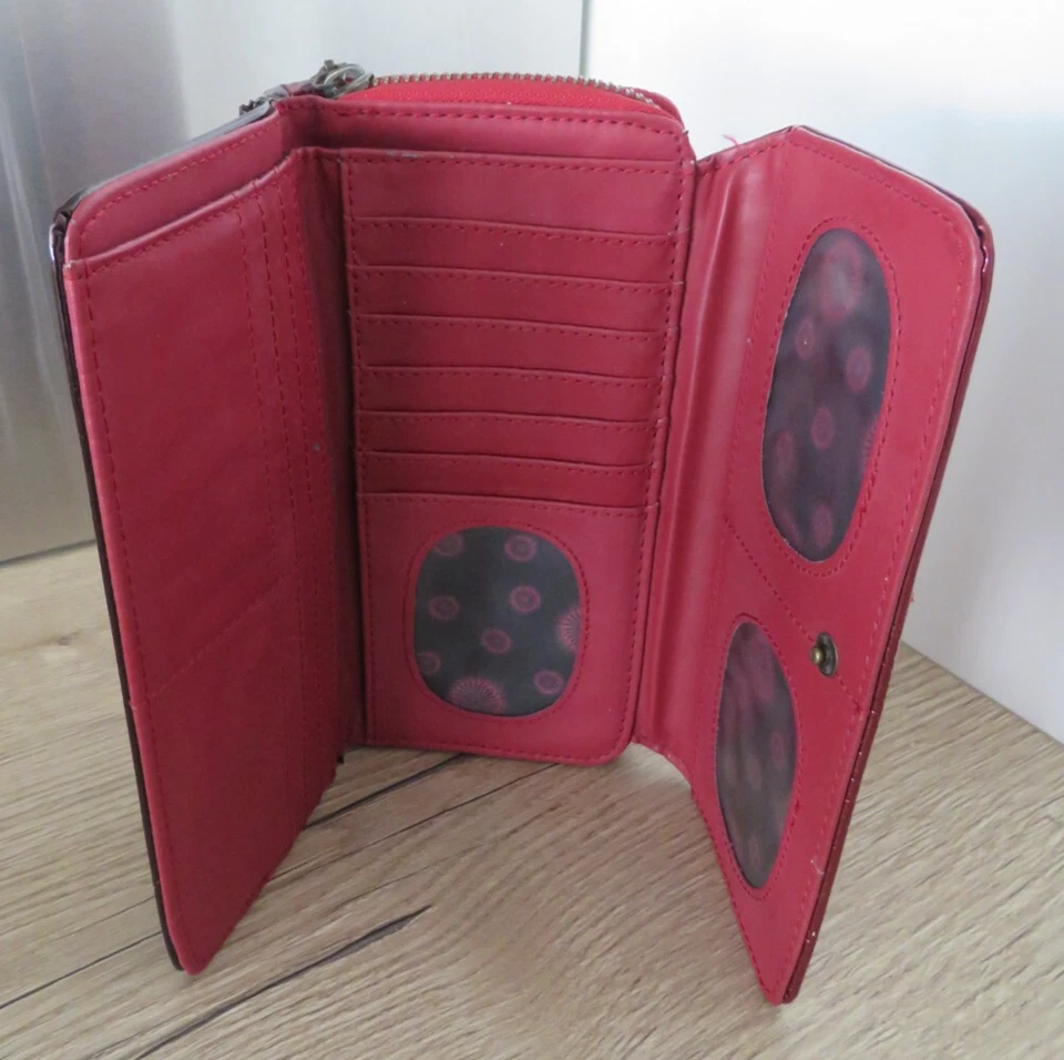 Desigual Womens Plum Coloured Wallet Purse Zip Pockets Snap Patent Work Travel - image 3 of 4