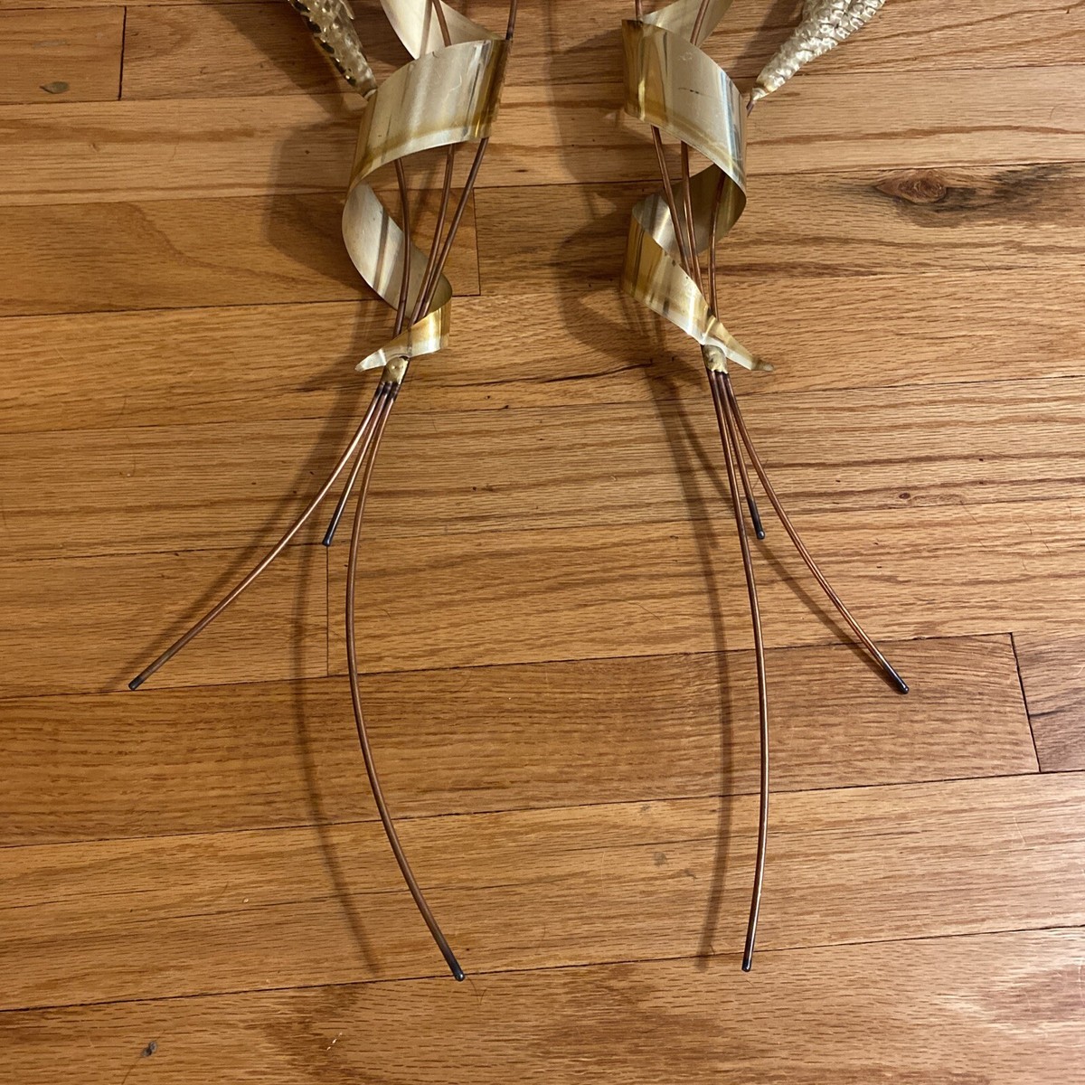 Vintage Wall Hanging Wheat Stalks Brass Copper Metal Art  display picture 2