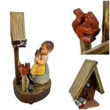 Reuge Swiss Movement Musical Carousel Girl With Harp Vintage Bird Box Rare