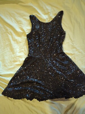 Tfnc Black Sequin Dress Fit N Flare Backless High Neck Dance Sport  Competition | eBay