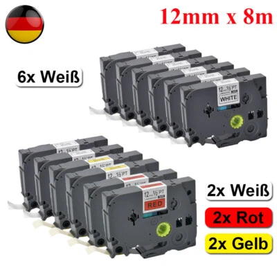 AIRMALL 6x Schriftband 12mm für Brother P-Touch TZe-231 PT E100 H105 D200 300 1000 1010