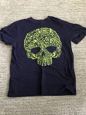 Children  s Place Youth Size 5/6 Short Sleeve Shirt Navy Skull Skeletons