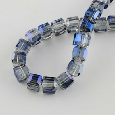 1 STRANG GLASWÜRFEL 4x4x4 mm ca. 98 STCK. AURORA BOREALIS BILDSCHÖN