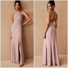 NWT BHLDN Serephina Bridesmaid Maxi Dress Lilac Smoke Crepe Halter Top Open Back