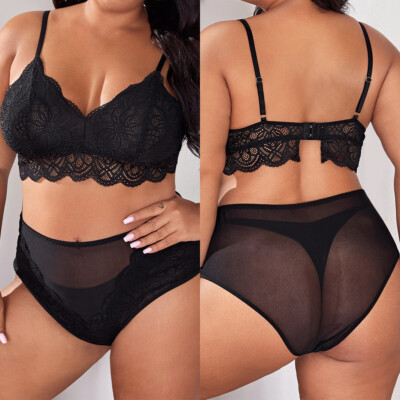 Women Lingerie Gather Push Up Bra and Panty Set Babydoll Bodysuit Underwear 4XL