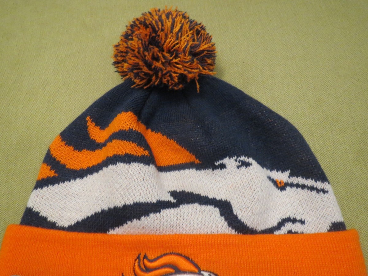 New Era Denver Broncos Large Horse Navy Blue & Orange Beanie  display picture 1