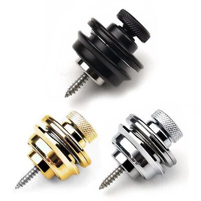 GUITAR ANATOMY Gitarrengurtverschlüsse - 2x Heavy Duty Locking System Gitarre - Chrom, Schwarz, Gold