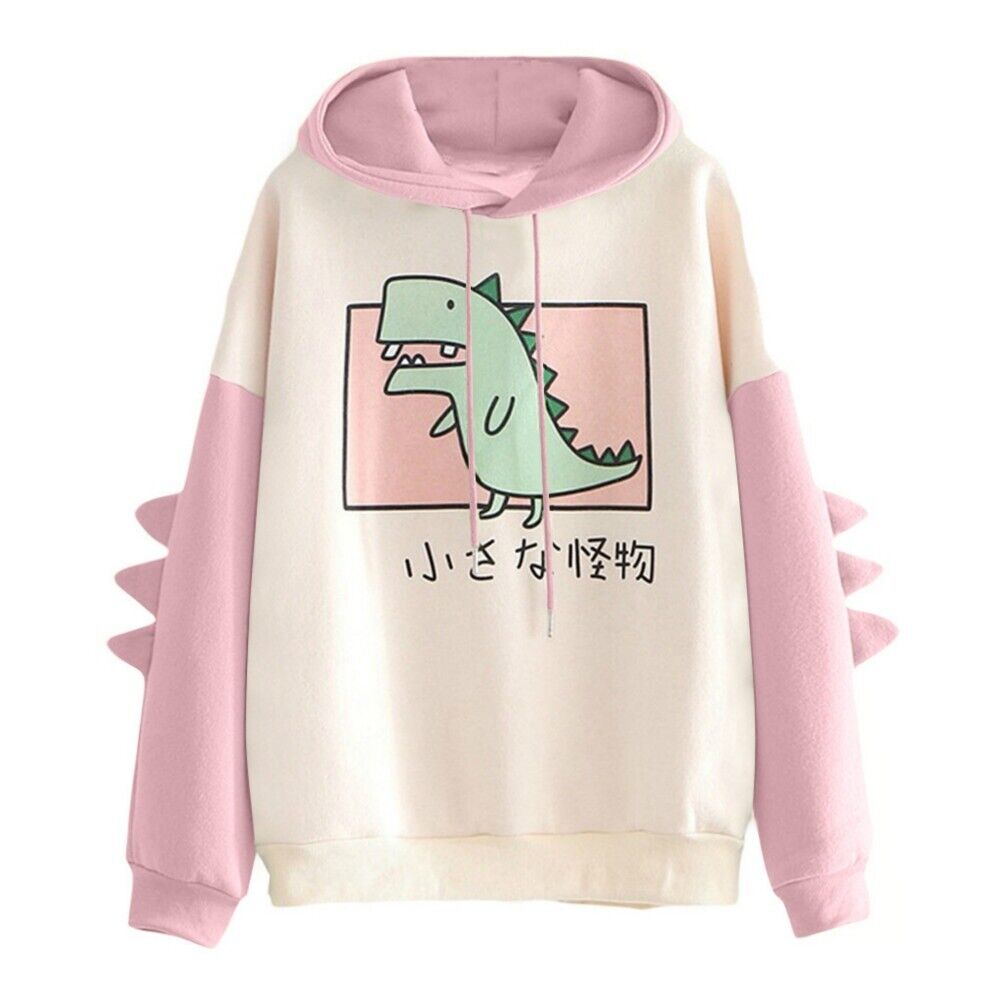 Lady Girl Dinosaur Hoodie Sweatshirt Pullover Tops Japanese Lady Girl Dinosaur Hoodie Sweatshirt Pullover Tops Japanese