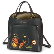 CHALA Convertible Backpack Purse - MONARCH BUTTERFLY (Black) NWT