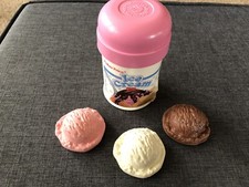 Fisher Price Fun With Food Lot of 3 Ice Cream Scoops Pieces  Container. 1987