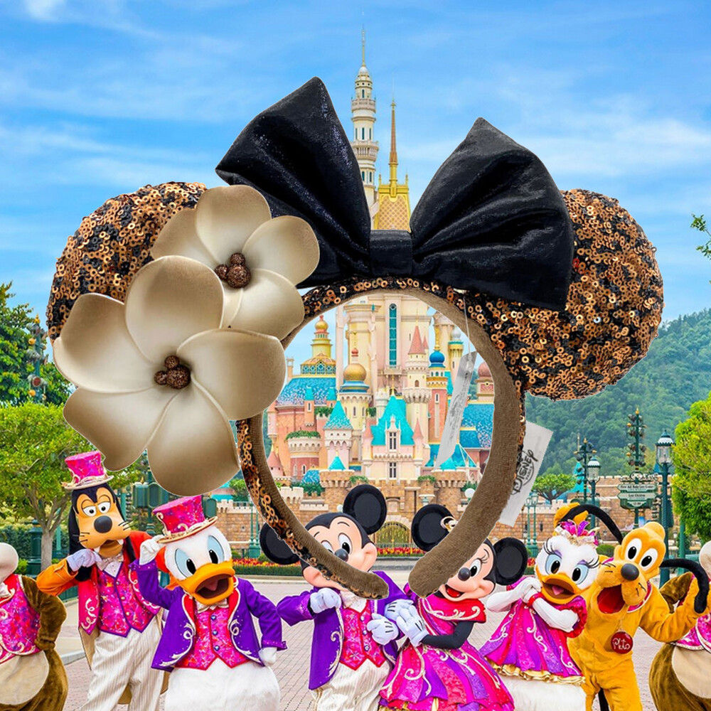 Aulani Hawaii New Flower Black Gold Plumeria Minnie Ears  display picture 2