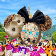 Aulani Hawaii New Flower Black Gold Plumeria Minnie Ears Disney Parks Headband