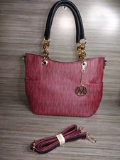 MKF Collection by Mia K. MKF-BM3337BRG Kissaten Milan M Signature Tote Bag Burg