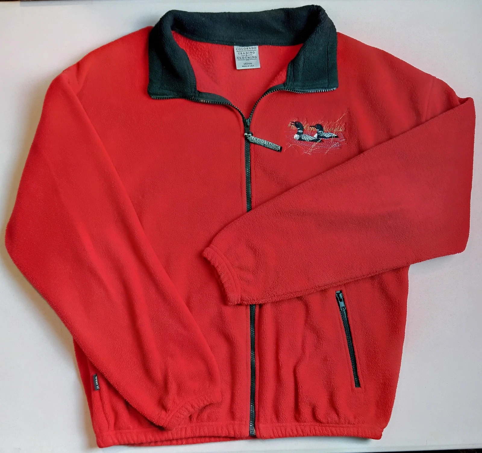 Colorado Trading Pullover Jacket Mens Medium Fleece Embroidered Ducks Made USA