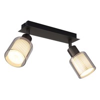 Deckenlampe Spotleuchte Spotleiste 2-Flammig E14 Schwarz Chrom Glas Schwenkbar