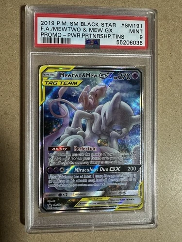Mewtwo & Mew Gx SM191 Power Partnership Tins Sm Black Star Promo Pokemon PSA 9