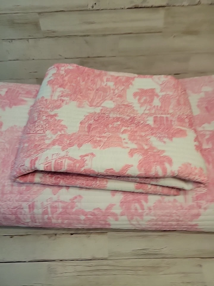 Edredón Pottery Barn Lilly Pulitzer Palm Beach Toile KING 1 King Sham Foto 2 de 3