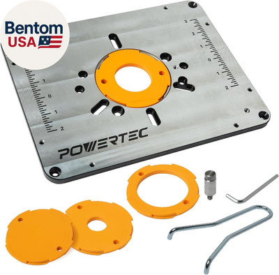 Aluminum Router Table Insert Plate with Reducer Rings, Leveling Screws, and Star