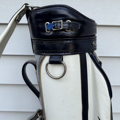 Vintage Tommy Armour Golf Company Golf Bag White Navy Blue 6 Way Dividers - Picture 8 of 16