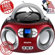 MEGATEK CD Player Boombox FM Radio Bluetooth Cherry Red