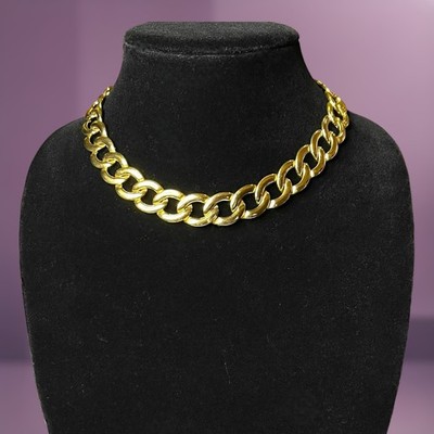 Vintage Napier Necklace Womens Cuban Link Gold Tone Choker Classic Signed