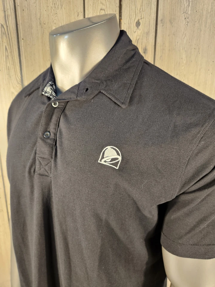 Uniforme Taco Bell Empleado Polo Camisa Para Hombres XL Negro Logo Manga Corta Foto 2 de 4