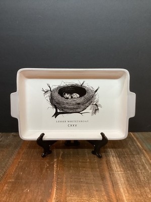 Lesser whitethroat CXXV white ceramic Tray/dish 11  X 7  nest/eggs