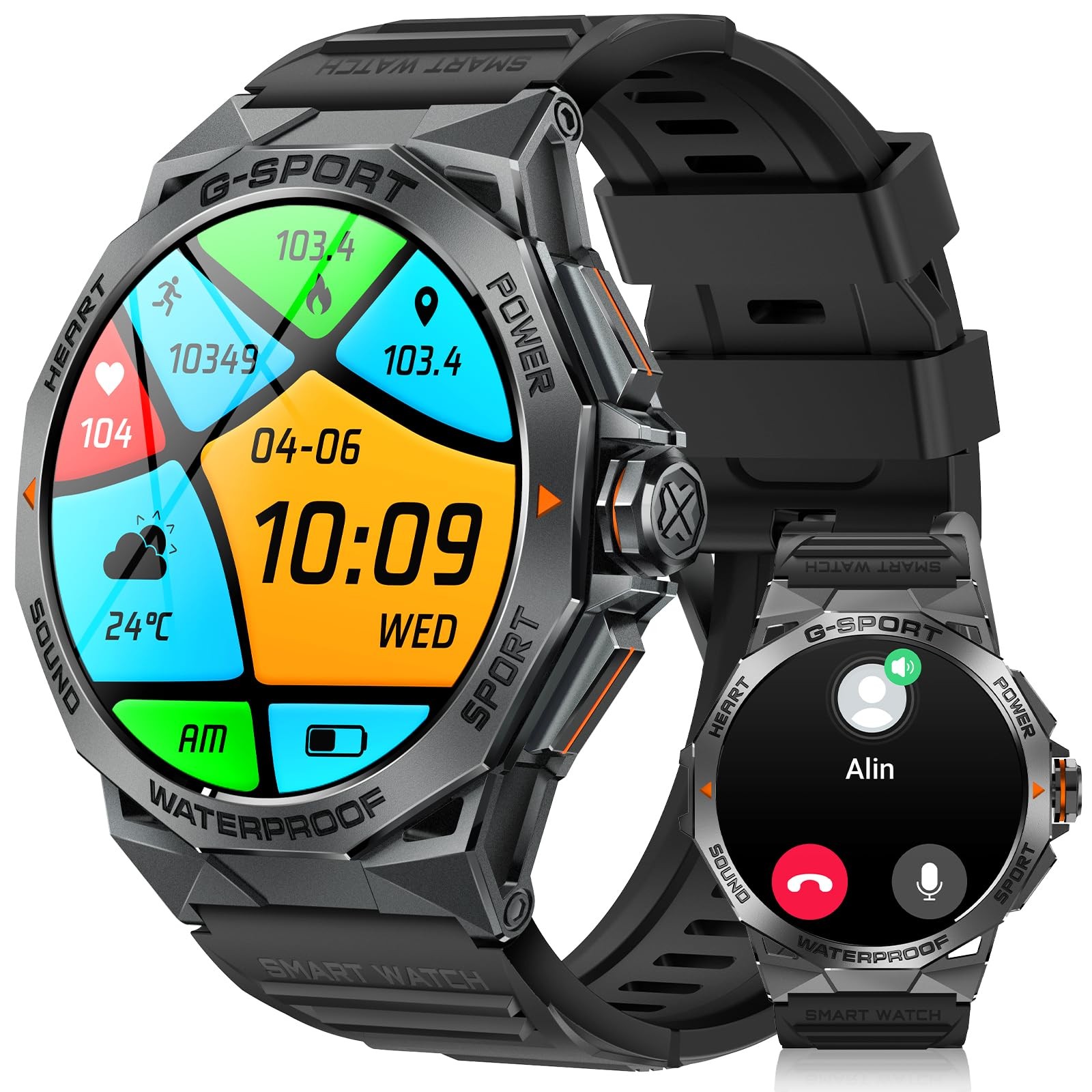 1.43-Inch AMOLED Smartwatch for Android - Bluetooth, Waterproof & Rugged Design
