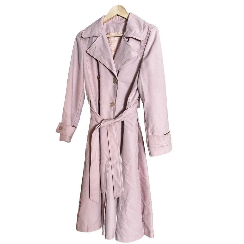 Rare Vintage 60s70’s Bonders Rose Pink Lined Trench Coat. 20” across armpits M - Image 3 of 4